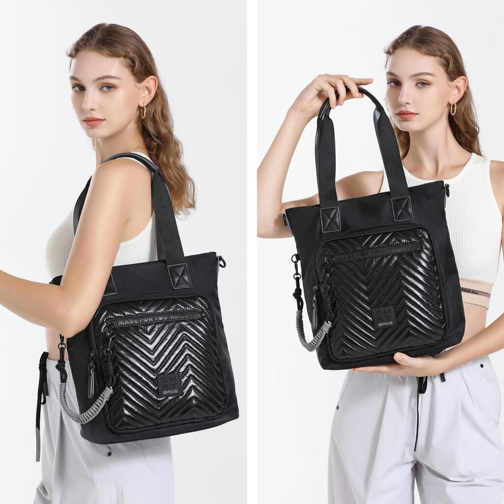 Smart Bags Parlak Kumaş Çapraz Askılı Kadın Omuz Çantası 3248 Siyah/Lila