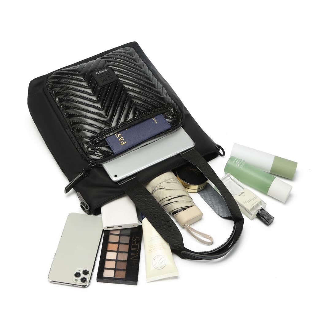 Smart Bags Parlak Kumaş Çapraz Askılı Kadın Omuz Çantası 3248 Siyah/Lila