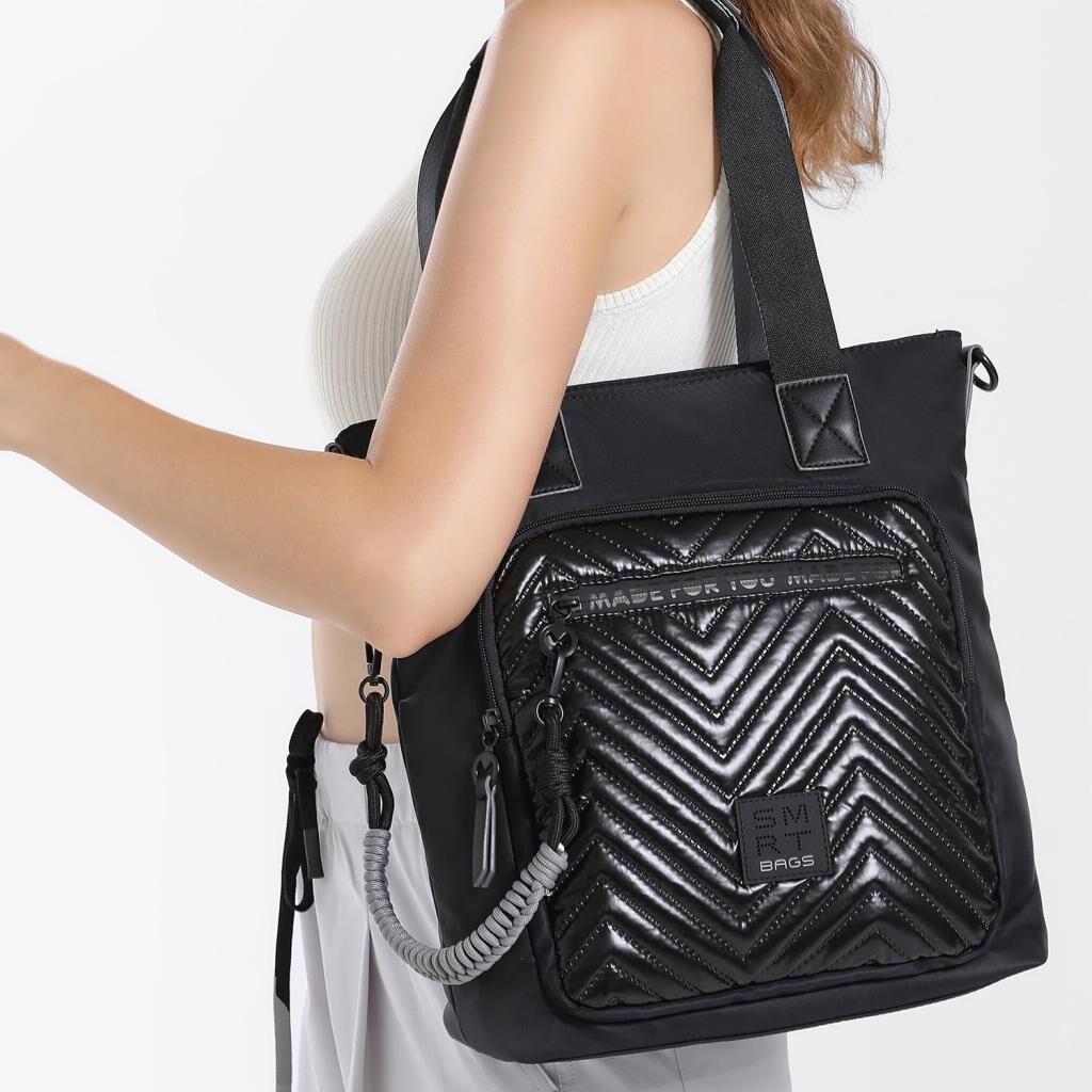 Smart Bags Parlak Kumaş Çapraz Askılı Kadın Omuz Çantası 3248 Siyah/Lila