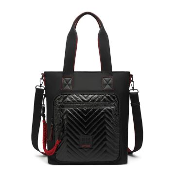 Smart Bags Parlak Kumaş Çapraz Askılı Kadın Omuz Çantası 3248 Siyah/Bordo