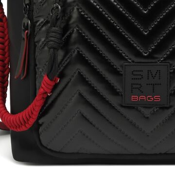 Smart Bags Parlak Kumaş Çapraz Askılı Kadın Omuz Çantası 3248 Siyah/Bordo