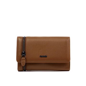 Grande Gerçek Deri Kadın Cüzdanı Orta Boy Hakiki Deri Taba