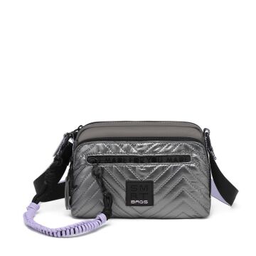 Smart Bags Parlak Kumaş Çapraz Askılı Kadın Postacı Çantası 3249 Gri/Lila