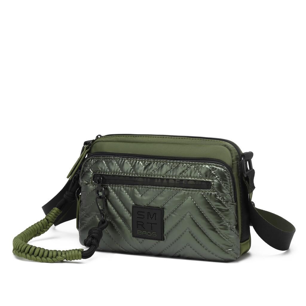 Smart Bags Parlak Kumaş Çapraz Askılı Kadın Postacı Çantası 3249 Yeşil