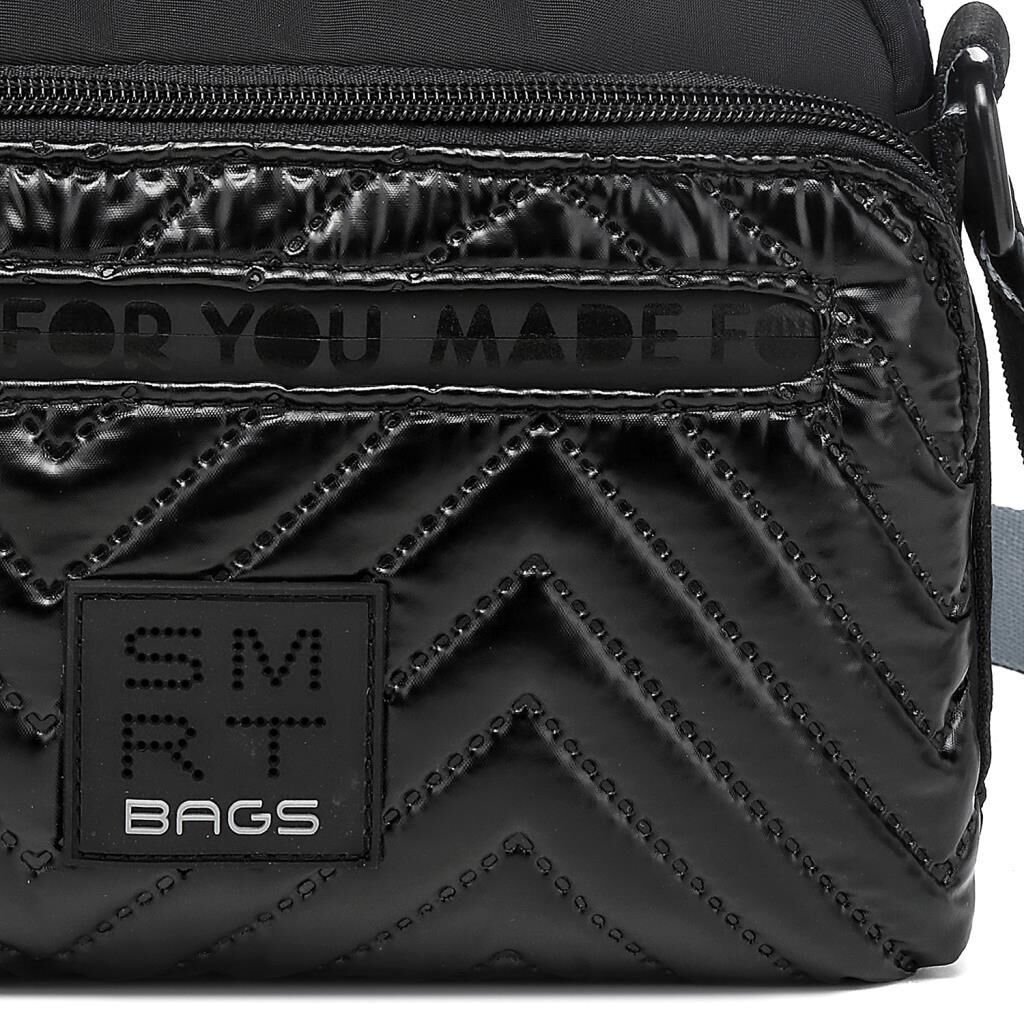 Smart Bags Parlak Kumaş Çapraz Askılı Kadın Postacı Çantası 3249 Siyah/Gri
