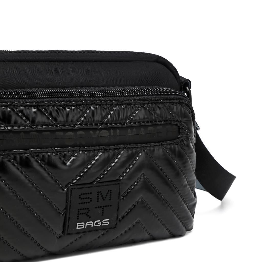 Smart Bags Parlak Kumaş Çapraz Askılı Kadın Postacı Çantası 3249 Siyah/Gri