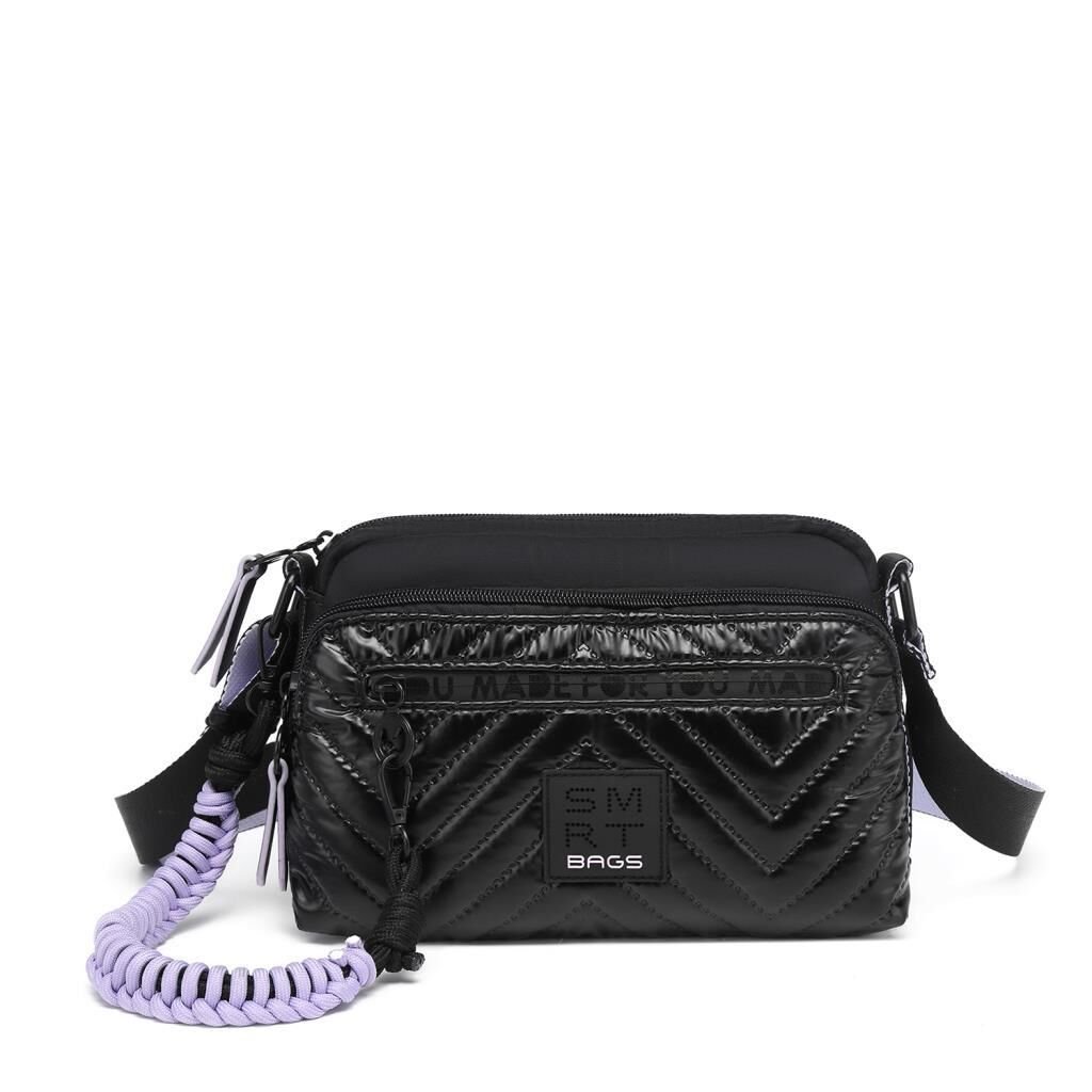 Smart Bags Parlak Kumaş Çapraz Askılı Kadın Postacı Çantası 3249 Siyah/Lila