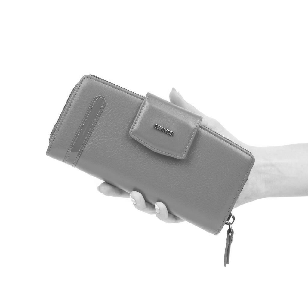 Grande Gerçek Deri Bayan Cüzdanı Büyük Boy Hakiki Deri Buz Mavi