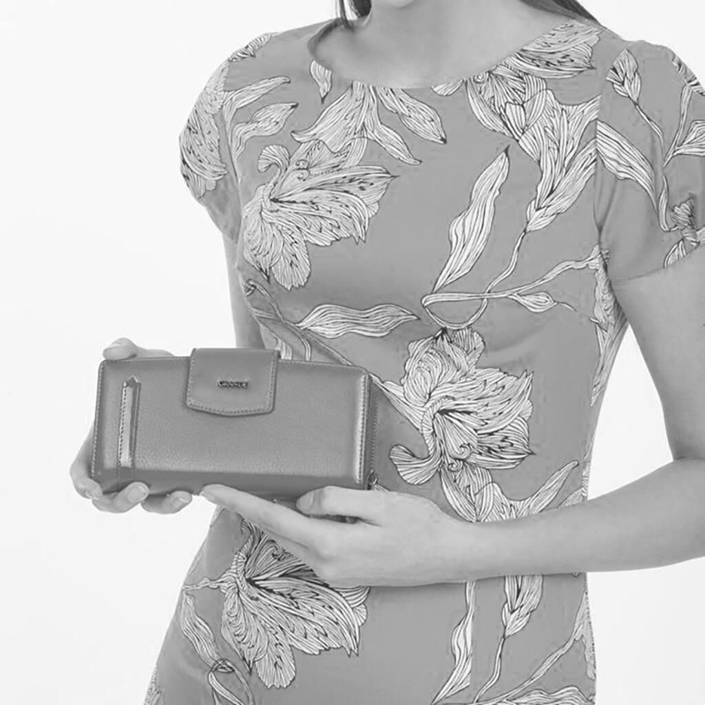 Grande Gerçek Deri Bayan Cüzdanı Büyük Boy Hakiki Deri Buz Mavi