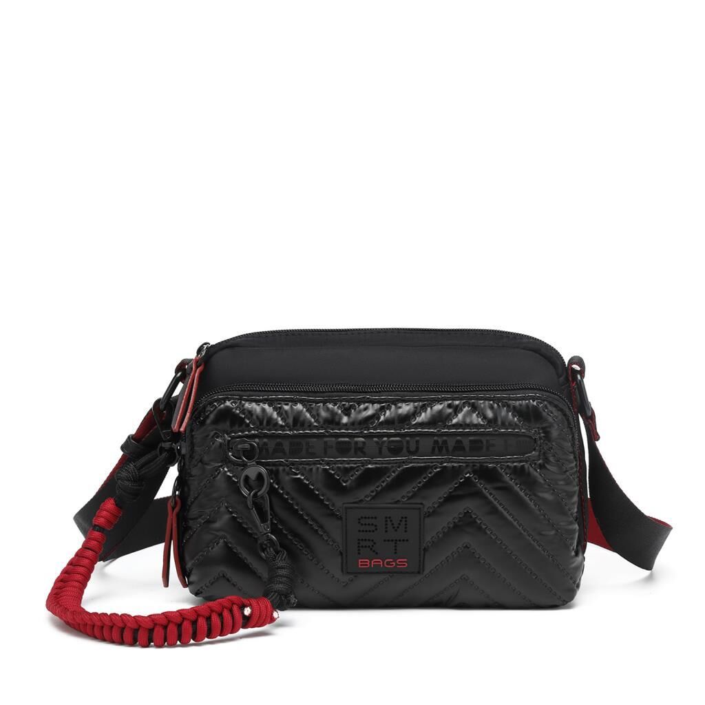 Smart Bags Parlak Kumaş Çapraz Askılı Kadın Postacı Çantası 3249 Siyah/Bordo
