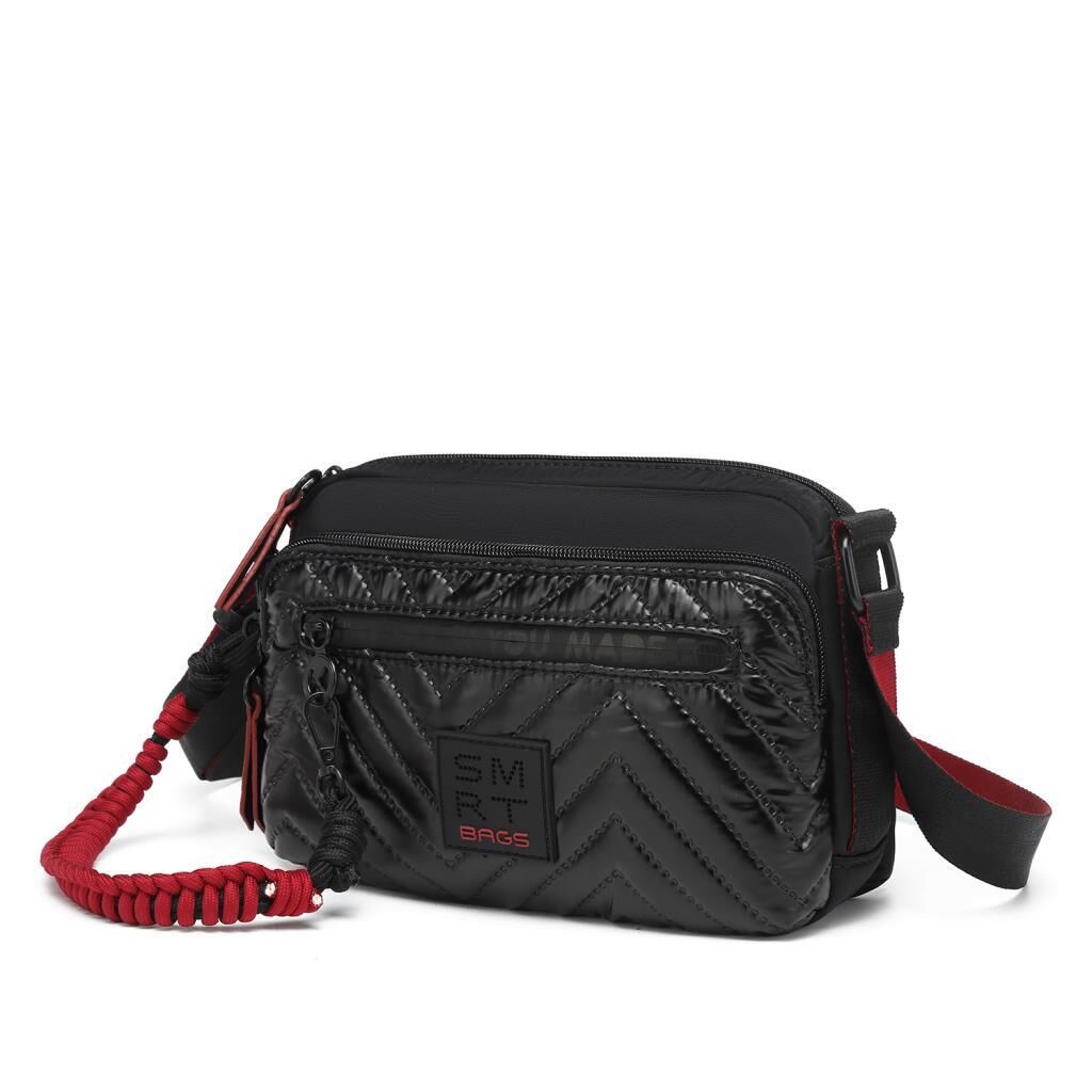 Smart Bags Parlak Kumaş Çapraz Askılı Kadın Postacı Çantası 3249 Siyah/Bordo