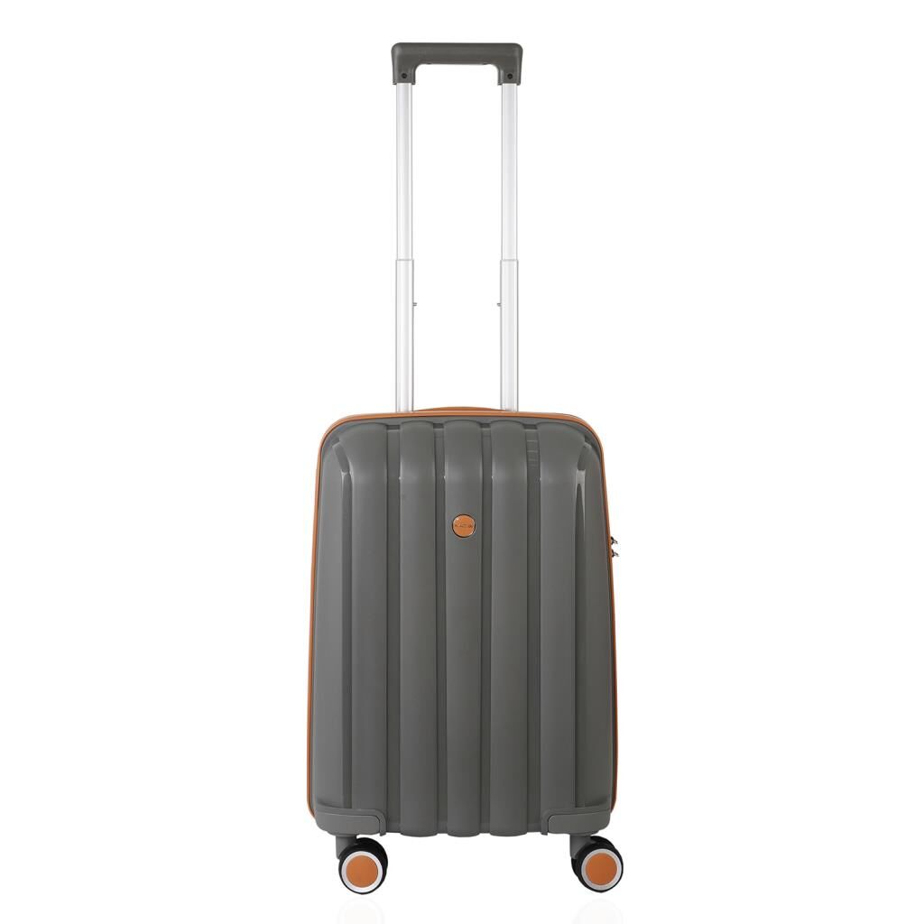 Mçs Valiz Kabin Boy Kırılmaz PP Silikon V305 Gri/Hardal