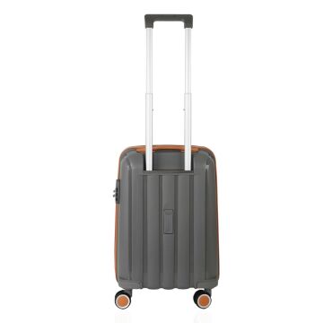 Mçs Valiz Kabin Boy Kırılmaz PP Silikon V305 Gri/Hardal