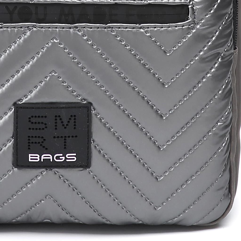 Smart Bags Parlak Kumaş Küçük Boy Askılı Kadın Sırt Çantası 3250 Gri/Lila