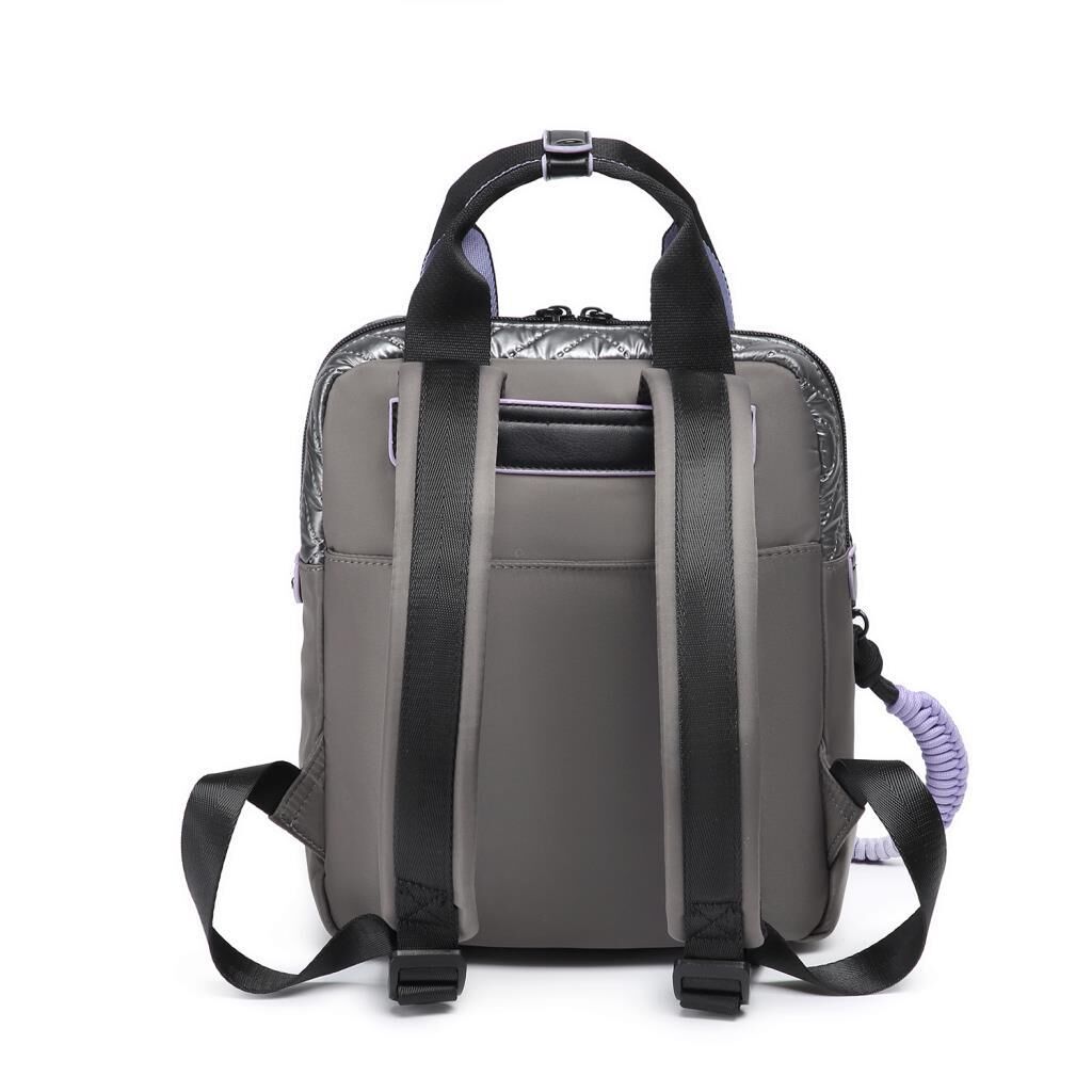 Smart Bags Parlak Kumaş Küçük Boy Askılı Kadın Sırt Çantası 3250 Gri/Lila