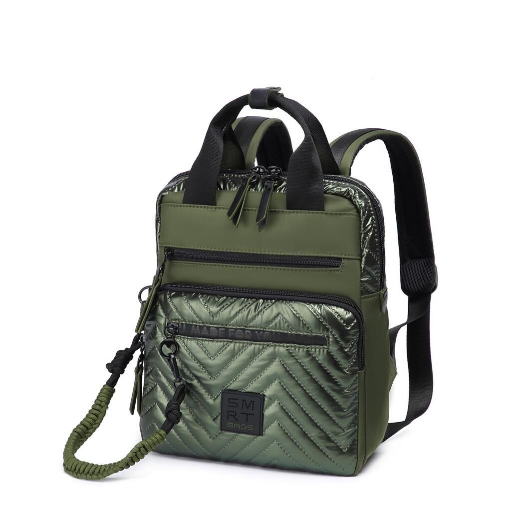 Smart Bags Parlak Kumaş Küçük Boy Askılı Kadın Sırt Çantası 3250 Yeşil
