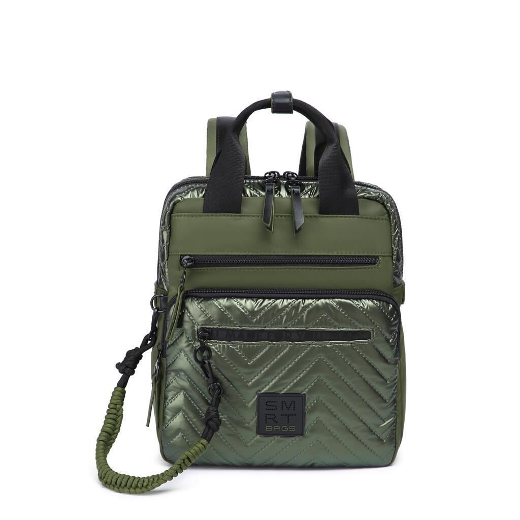 Smart Bags Parlak Kumaş Küçük Boy Askılı Kadın Sırt Çantası 3250 Yeşil