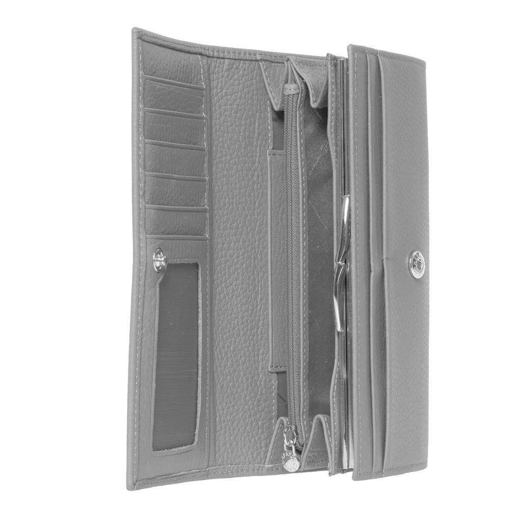 Grande Gerçek Deri Kadın Cüzdanı Hakiki Deri Büyük Boy Mürdüm