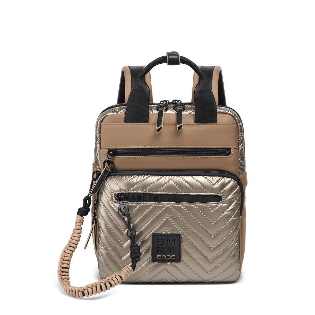 Smart Bags Parlak Kumaş Küçük Boy Askılı Kadın Sırt Çantası 3250 Taba