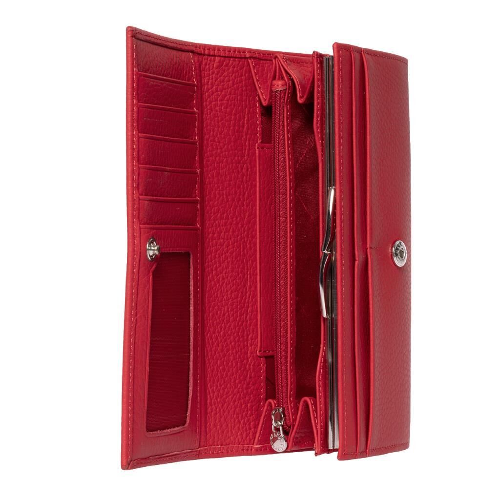 Grande Gerçek Deri Kadın Cüzdanı Hakiki Deri Büyük Boy Kırmızı