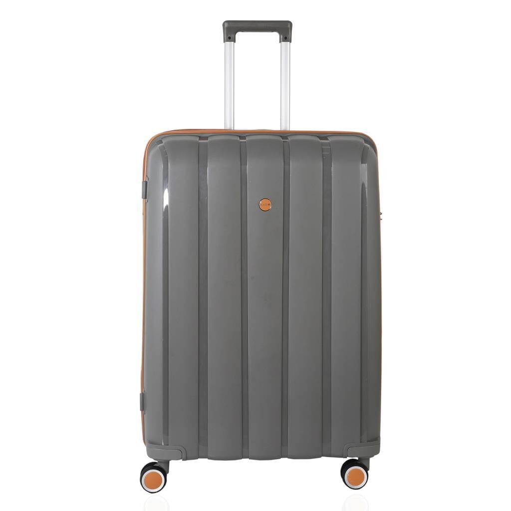 Mçs Valiz Büyük Boy Kırılmaz PP Silikon V305 Gri/Hardal