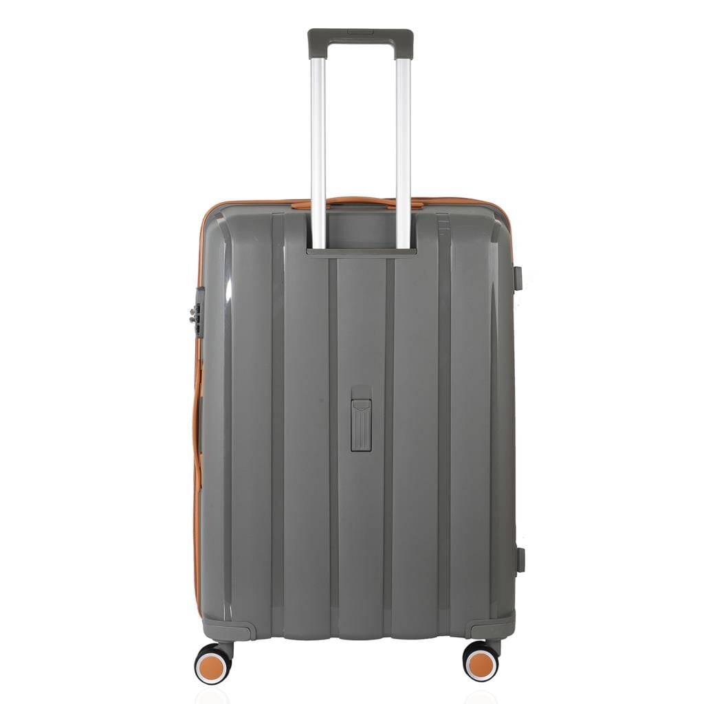 Mçs Valiz Büyük Boy Kırılmaz PP Silikon V305 Gri/Hardal
