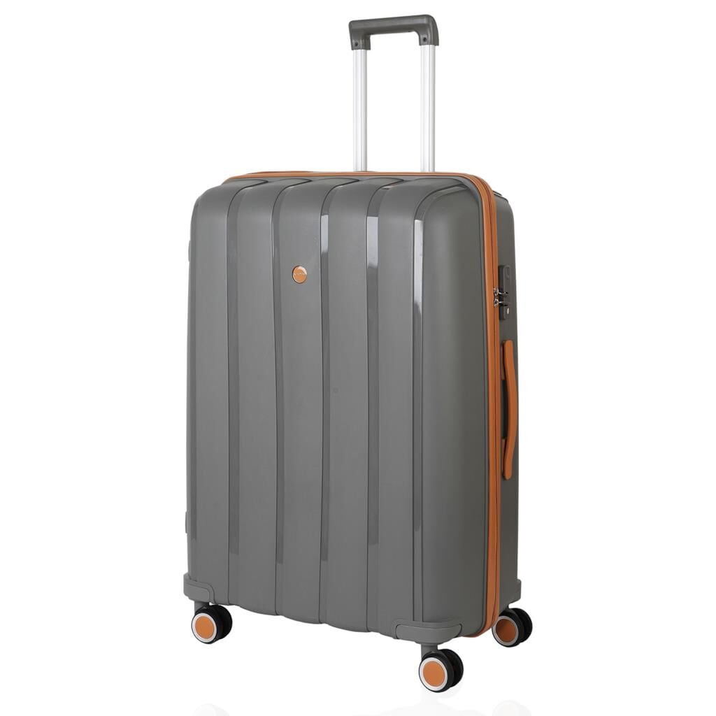 Mçs Valiz Büyük Boy Kırılmaz PP Silikon V305 Gri/Hardal