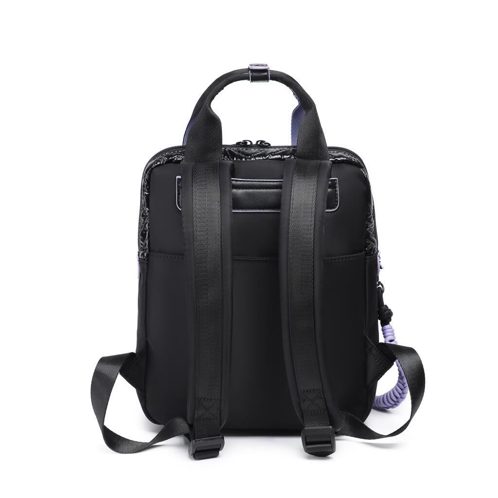 Smart Bags Parlak Kumaş Küçük Boy Askılı Kadın Sırt Çantası 3250 Siyah/Lila