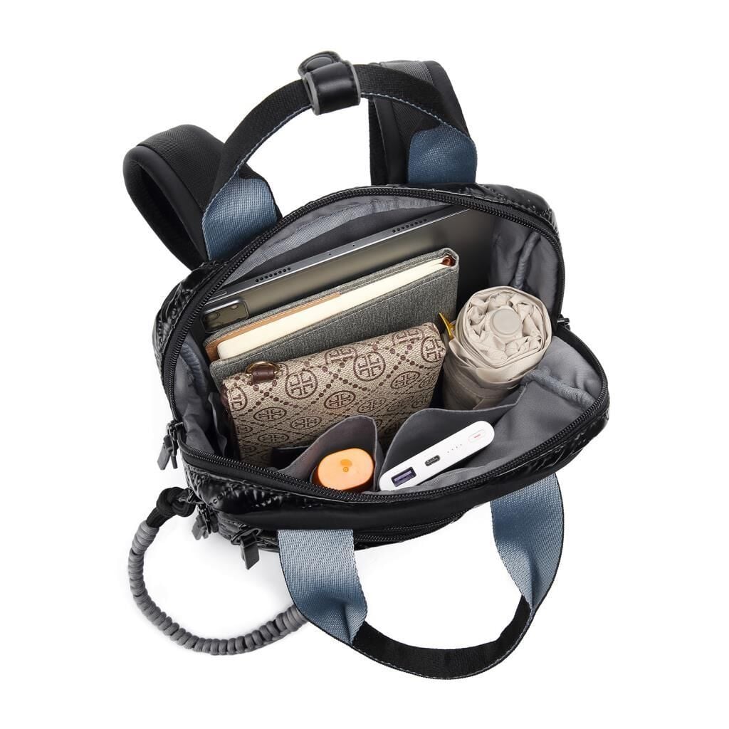 Smart Bags Parlak Kumaş Küçük Boy Askılı Kadın Sırt Çantası 3250 Siyah/Lila