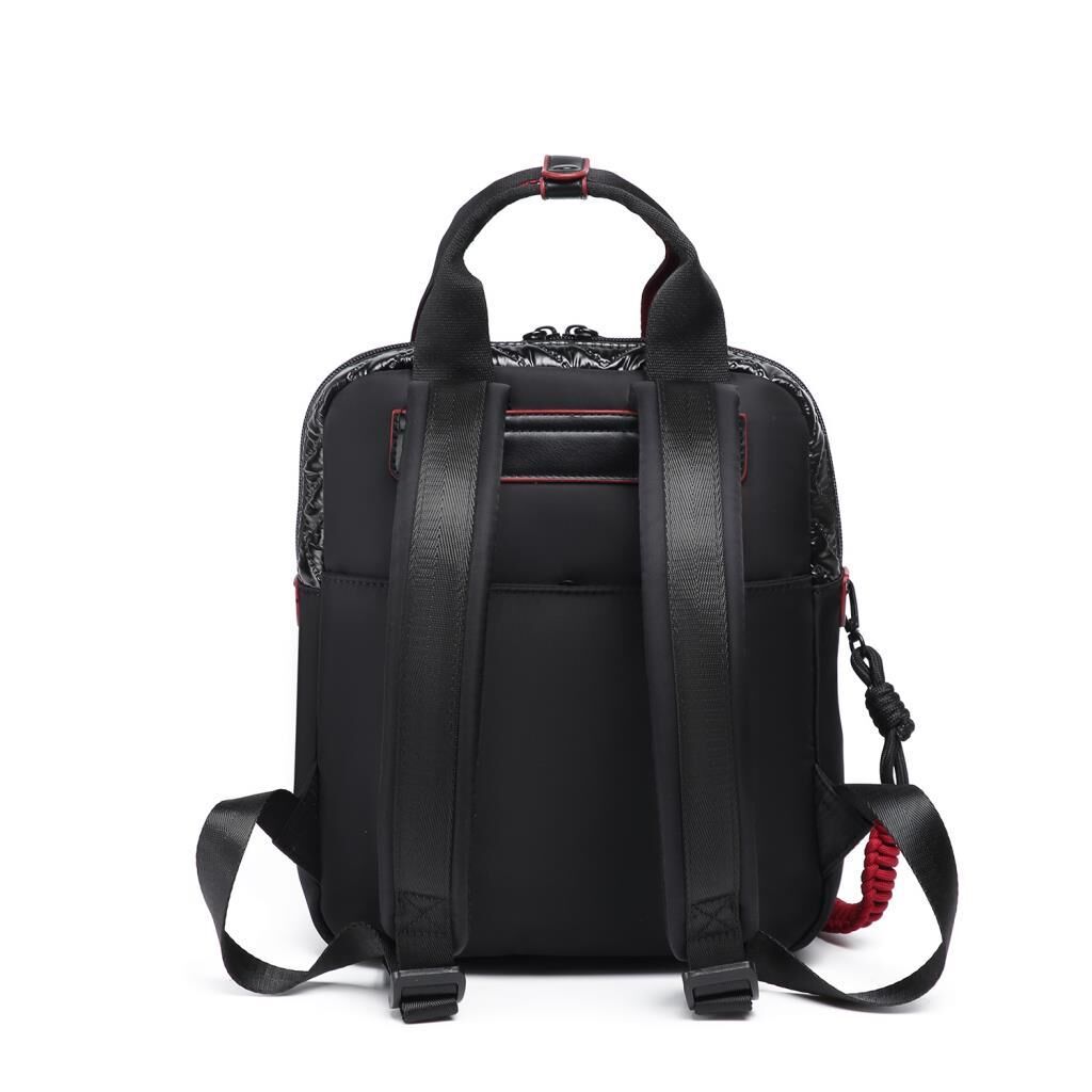 Smart Bags Parlak Kumaş Küçük Boy Askılı Kadın Sırt Çantası 3250 Siyah/Bordo