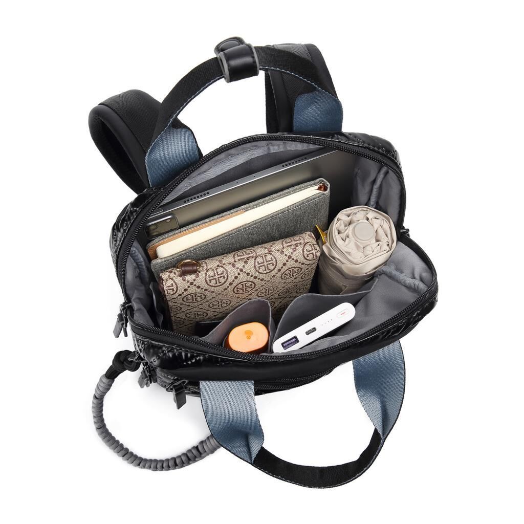 Smart Bags Parlak Kumaş Küçük Boy Askılı Kadın Sırt Çantası 3250 Siyah/Bordo