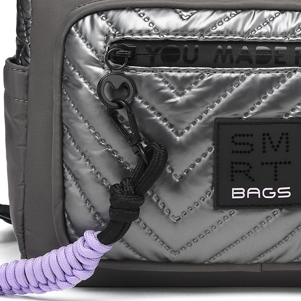 Smart Bags Parlak Kumaş Çapraz Askılı Kadın Postacı Çantası 3251 Gri/Lila