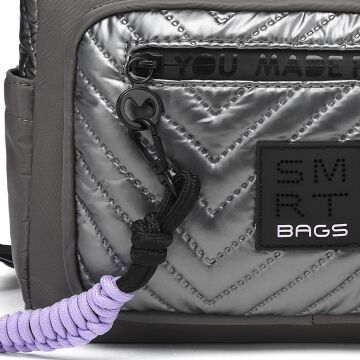 Smart Bags Parlak Kumaş Çapraz Askılı Kadın Postacı Çantası 3251 Gri/Lila
