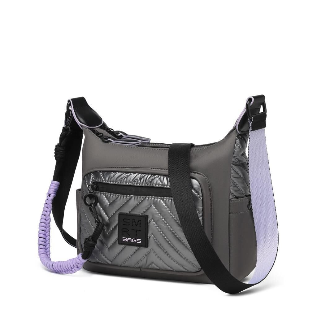Smart Bags Parlak Kumaş Çapraz Askılı Kadın Postacı Çantası 3251 Gri/Lila