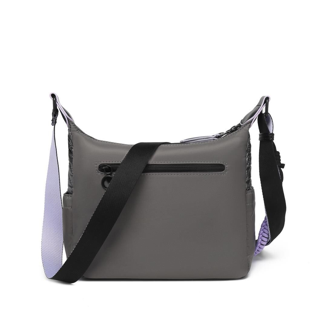 Smart Bags Parlak Kumaş Çapraz Askılı Kadın Postacı Çantası 3251 Gri/Lila