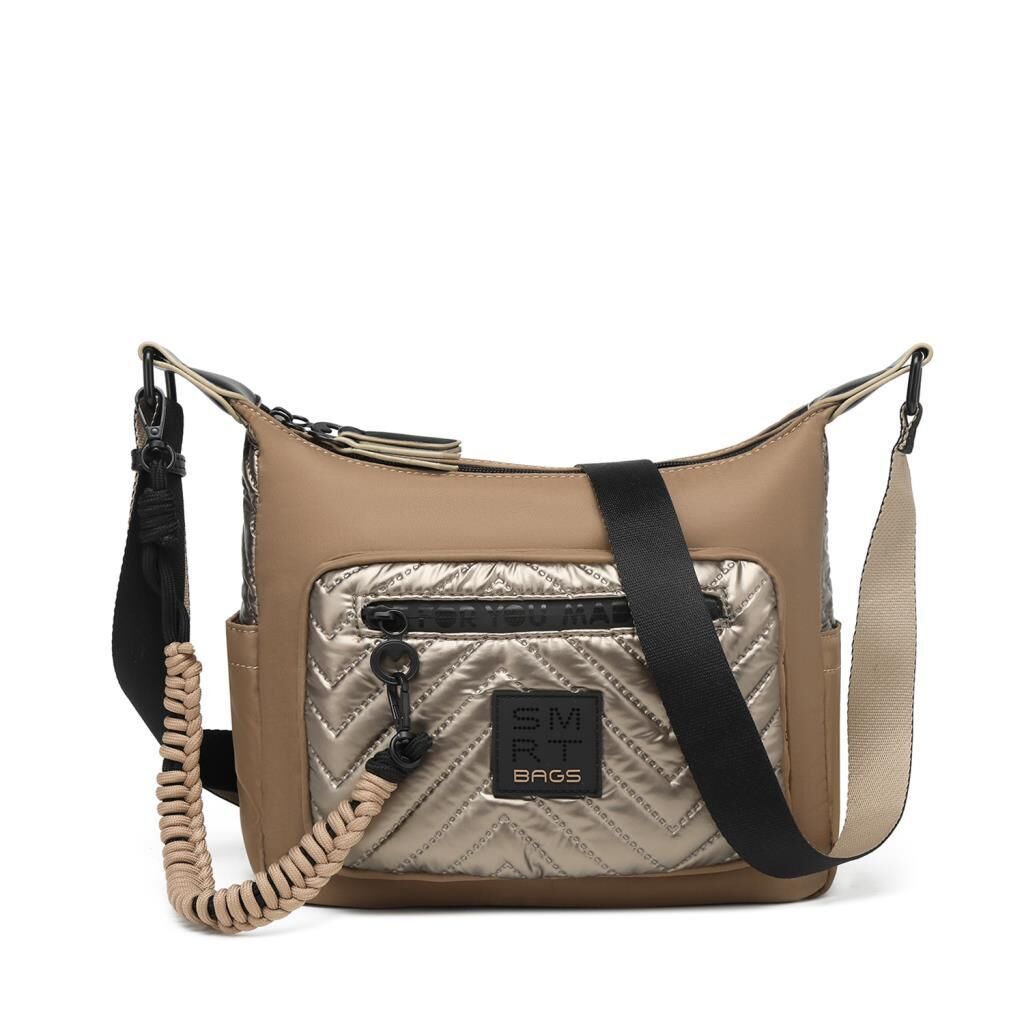 Smart Bags Parlak Kumaş Çapraz Askılı Kadın Postacı Çantası 3251 Taba