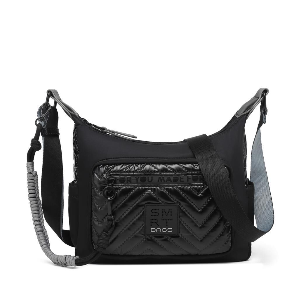 Smart Bags Parlak Kumaş Çapraz Askılı Kadın Postacı Çantası 3251 Siyah/Gri