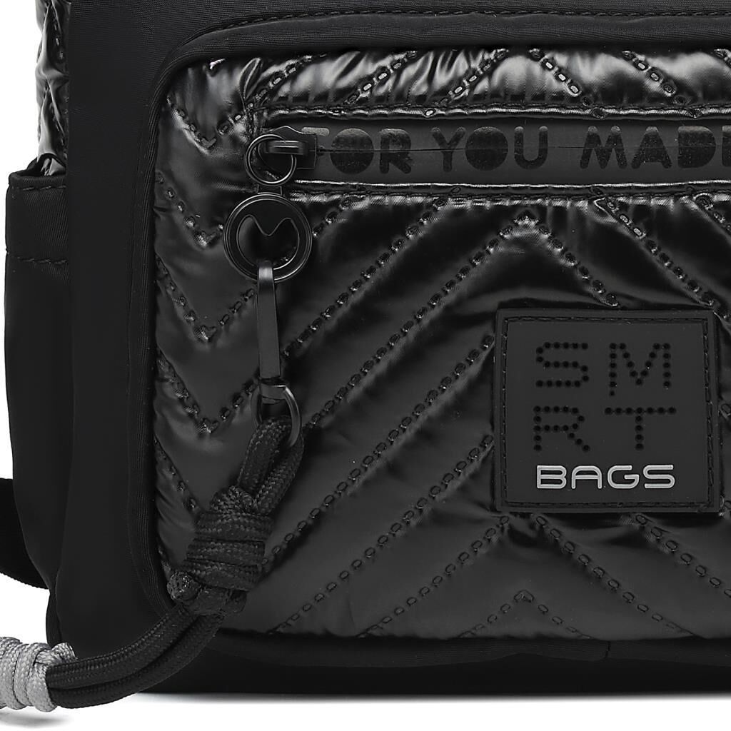 Smart Bags Parlak Kumaş Çapraz Askılı Kadın Postacı Çantası 3251 Siyah/Gri