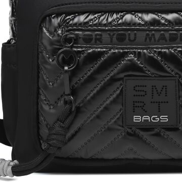 Smart Bags Parlak Kumaş Çapraz Askılı Kadın Postacı Çantası 3251 Siyah/Gri