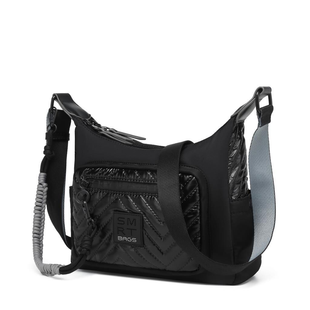 Smart Bags Parlak Kumaş Çapraz Askılı Kadın Postacı Çantası 3251 Siyah/Gri