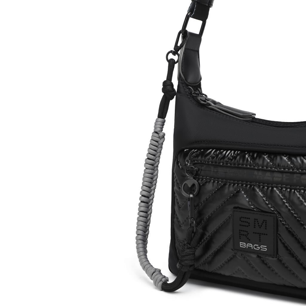 Smart Bags Parlak Kumaş Çapraz Askılı Kadın Postacı Çantası 3251 Siyah/Gri