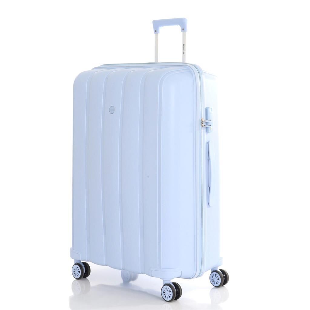 MÇS Bavul Büyük ve Kabin 2li Set Kırılmaz Silikon Valiz V305 Bebe Mavi