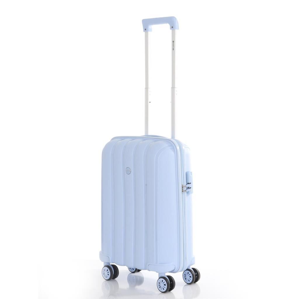 MÇS Bavul Büyük ve Kabin 2li Set Kırılmaz Silikon Valiz V305 Bebe Mavi