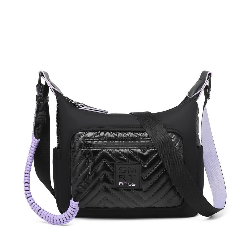 Smart Bags Parlak Kumaş Çapraz Askılı Kadın Postacı Çantası 3251 Siyah/Lila