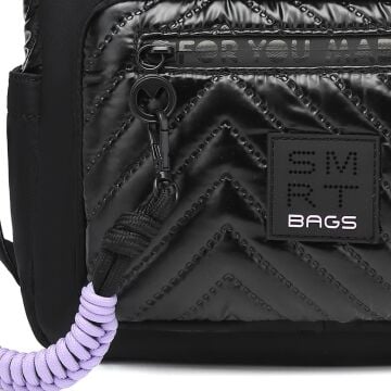 Smart Bags Parlak Kumaş Çapraz Askılı Kadın Postacı Çantası 3251 Siyah/Lila