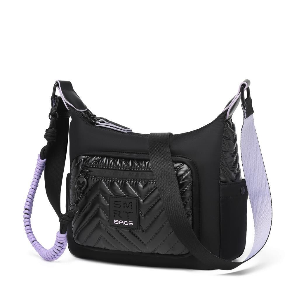 Smart Bags Parlak Kumaş Çapraz Askılı Kadın Postacı Çantası 3251 Siyah/Lila