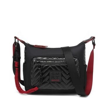 Smart Bags Parlak Kumaş Çapraz Askılı Kadın Postacı Çantası 3251 Siyah/Bordo
