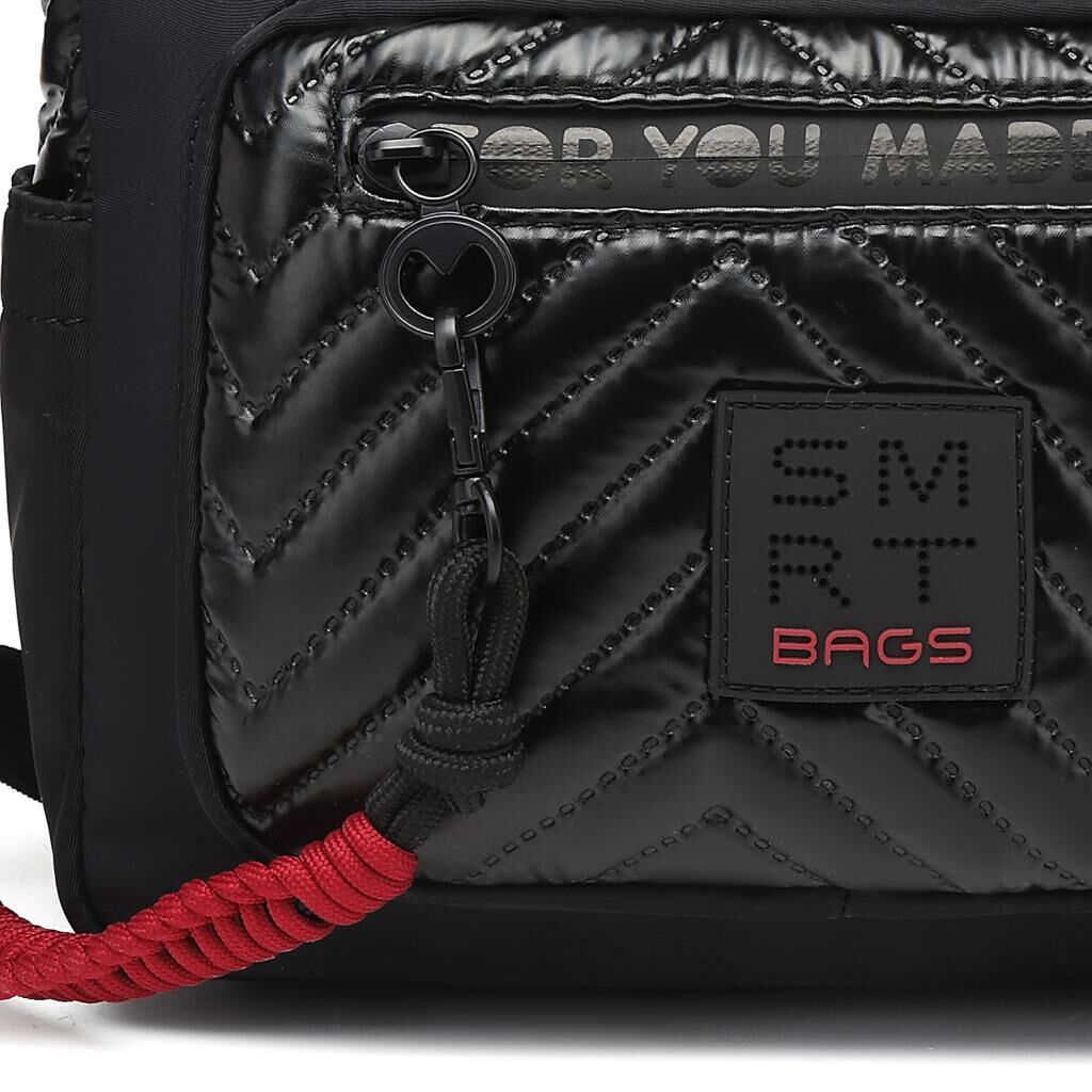 Smart Bags Parlak Kumaş Çapraz Askılı Kadın Postacı Çantası 3251 Siyah/Bordo