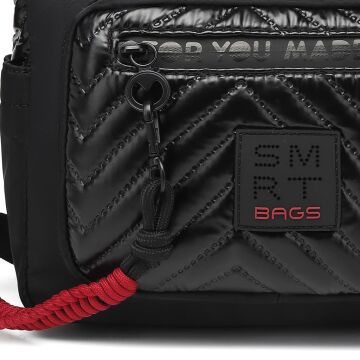 Smart Bags Parlak Kumaş Çapraz Askılı Kadın Postacı Çantası 3251 Siyah/Bordo