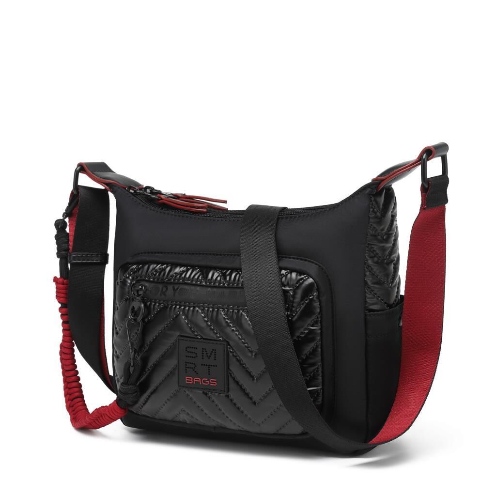 Smart Bags Parlak Kumaş Çapraz Askılı Kadın Postacı Çantası 3251 Siyah/Bordo